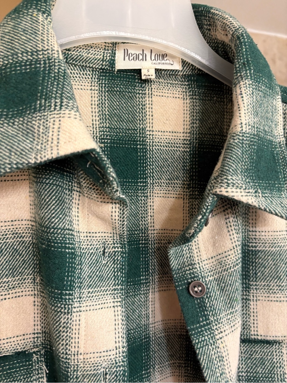 Peach Love California Green and Cream Plaid Shirt - Picture 2 of 4